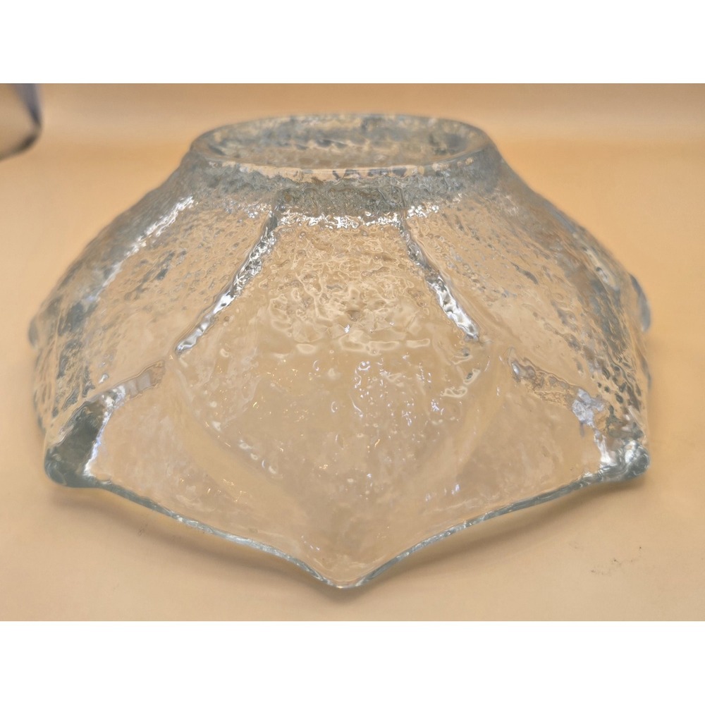 Crystal Clear Bowl Blenko Sunflower Design Aqua Vintage - Picture 12 of 16
